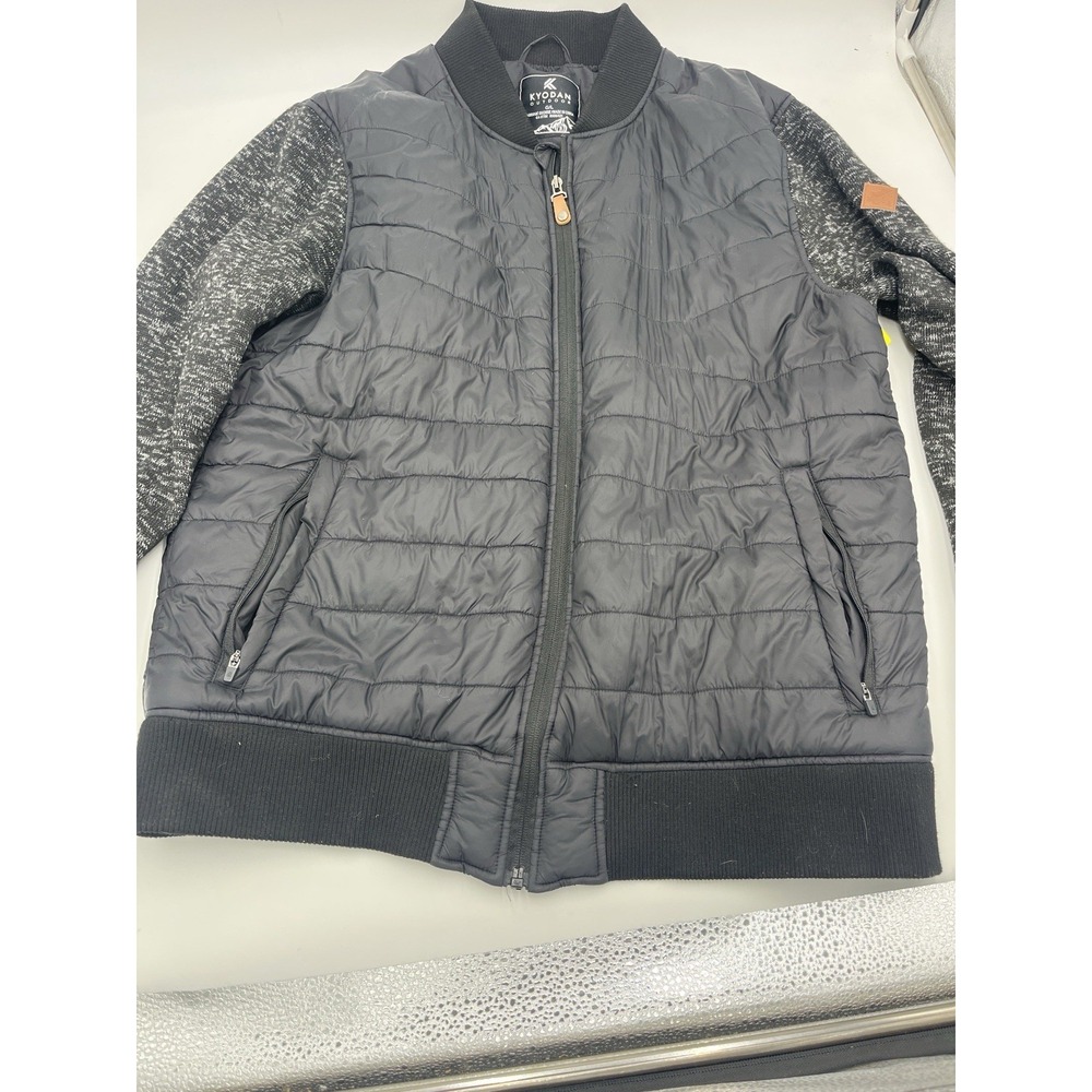 Kyodan Outdoor Quilted Jacket Men's G/L Gray Zip Up Insulated Hybrid Coat